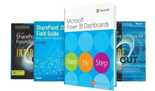 Errin O'Connor's four Microsoft Press books — Power BI Dashboards Step by Step, plus SharePoint and Azure titles
